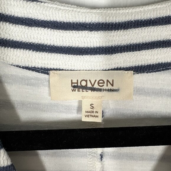 Haven Well Within Sz S Sleeveless Cotton Blend Textured Stripe Midi Dress NWOT - Picture 9 of 11